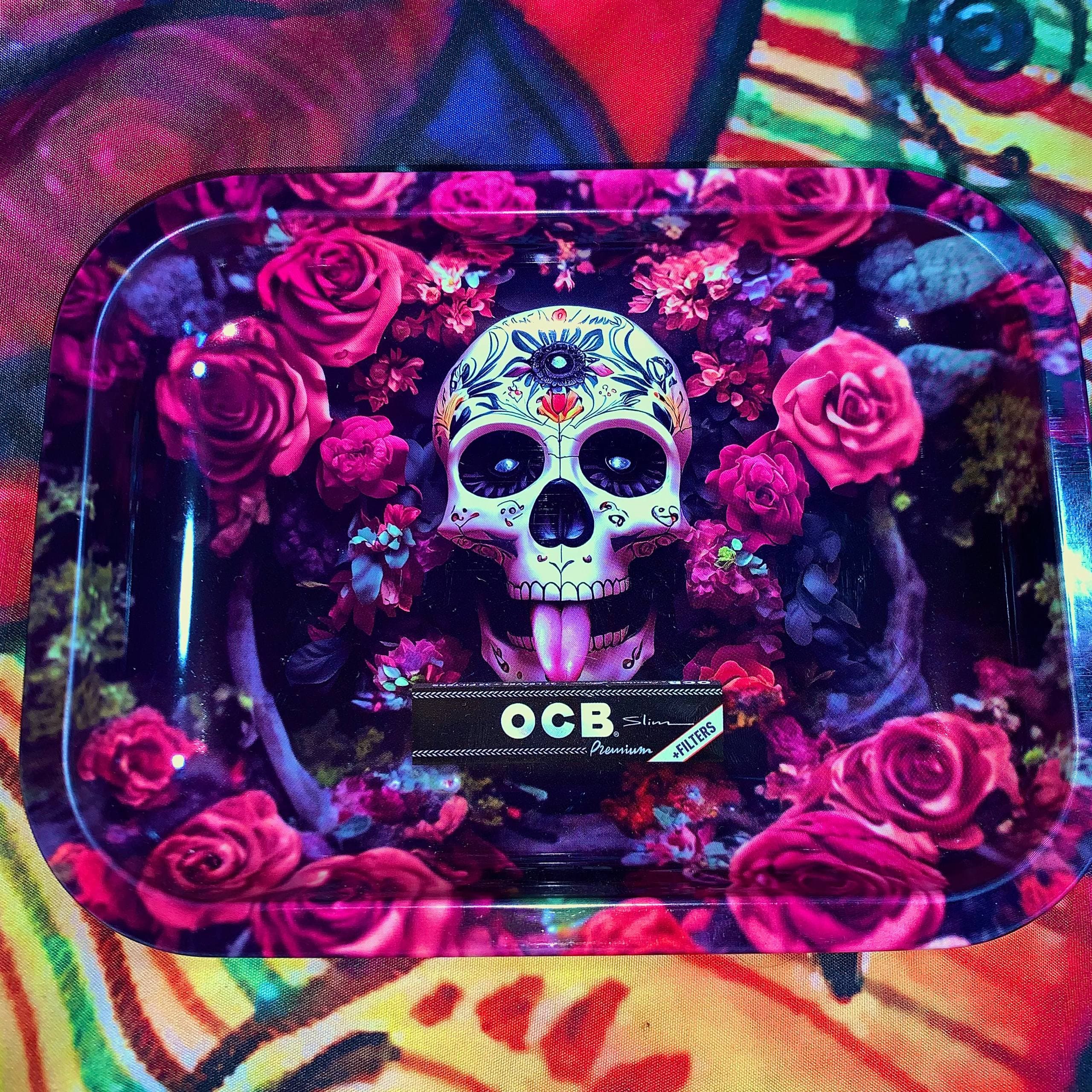 BANDEJA OCB CAVEIRAS ROSA — LIMITED EDITION 06070/24000 💀🌹